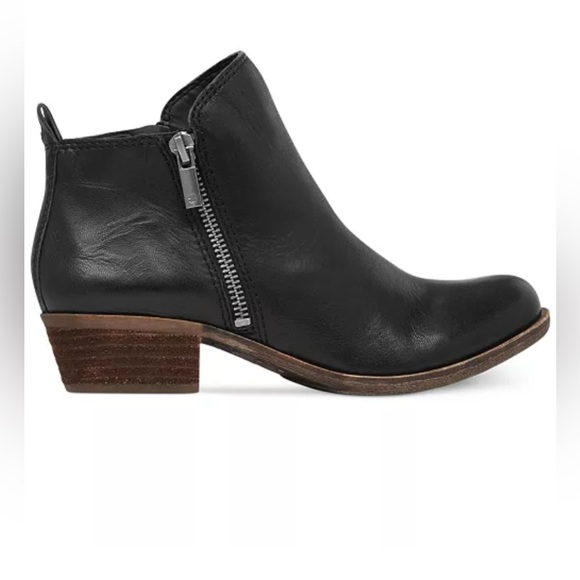 Lucky Brand LK Basel Ankle Bootie Black Leather Women's Size 6W - Picture 2 of 7